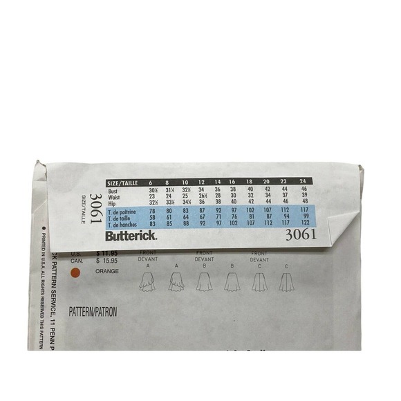 Butterick 3061 Slightly Flared Bias Knee Length Skirts Sewing Pattern Size 12-16 - Picture 4 of 5